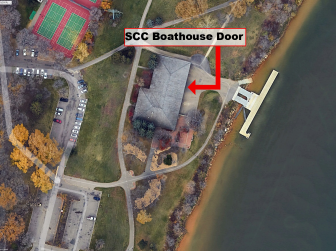 Boathouse area showing location of Bay #4 door